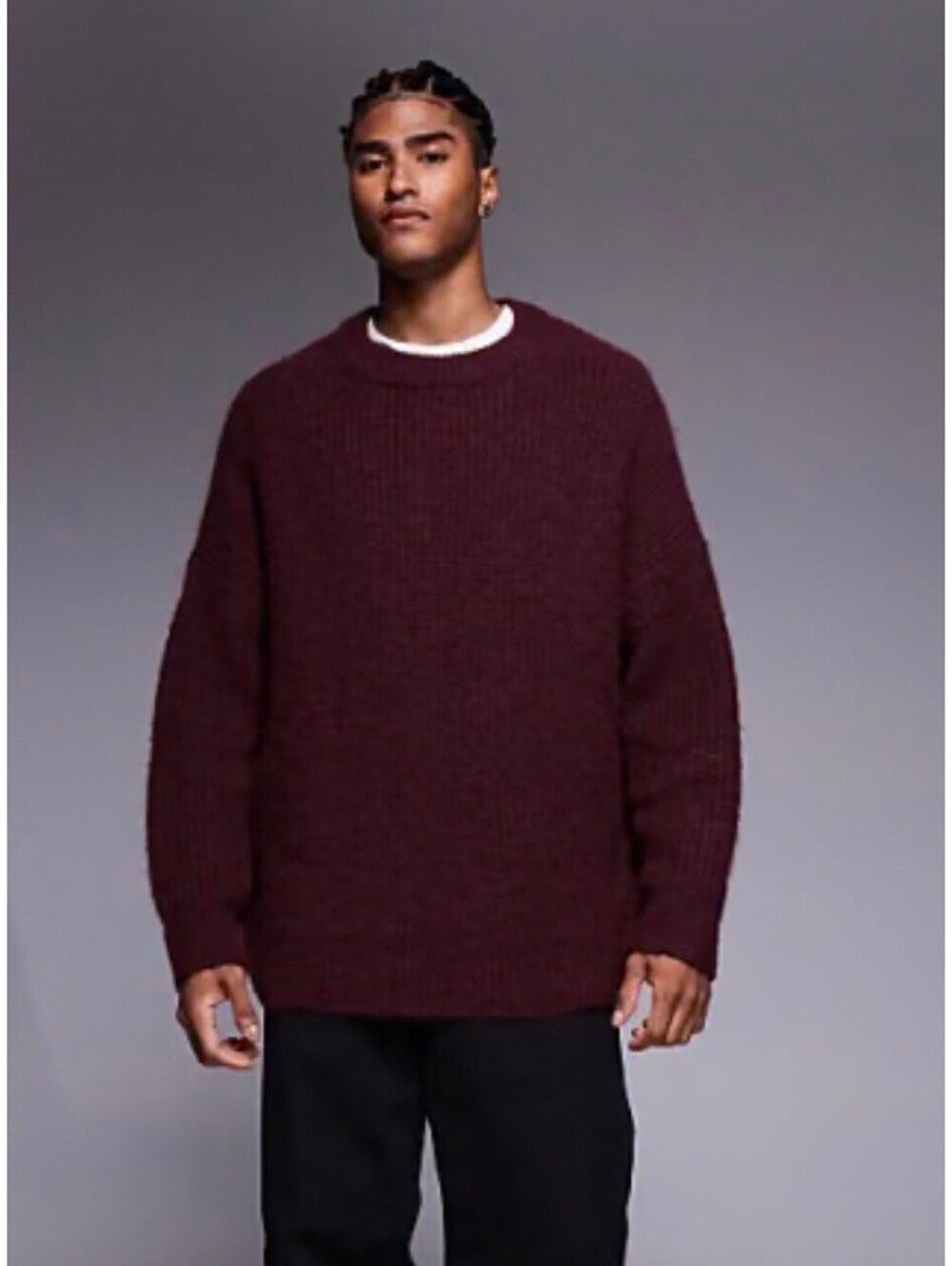 Eddie Bauer Shetland Wool Burgundy Crewneck Sweater Large